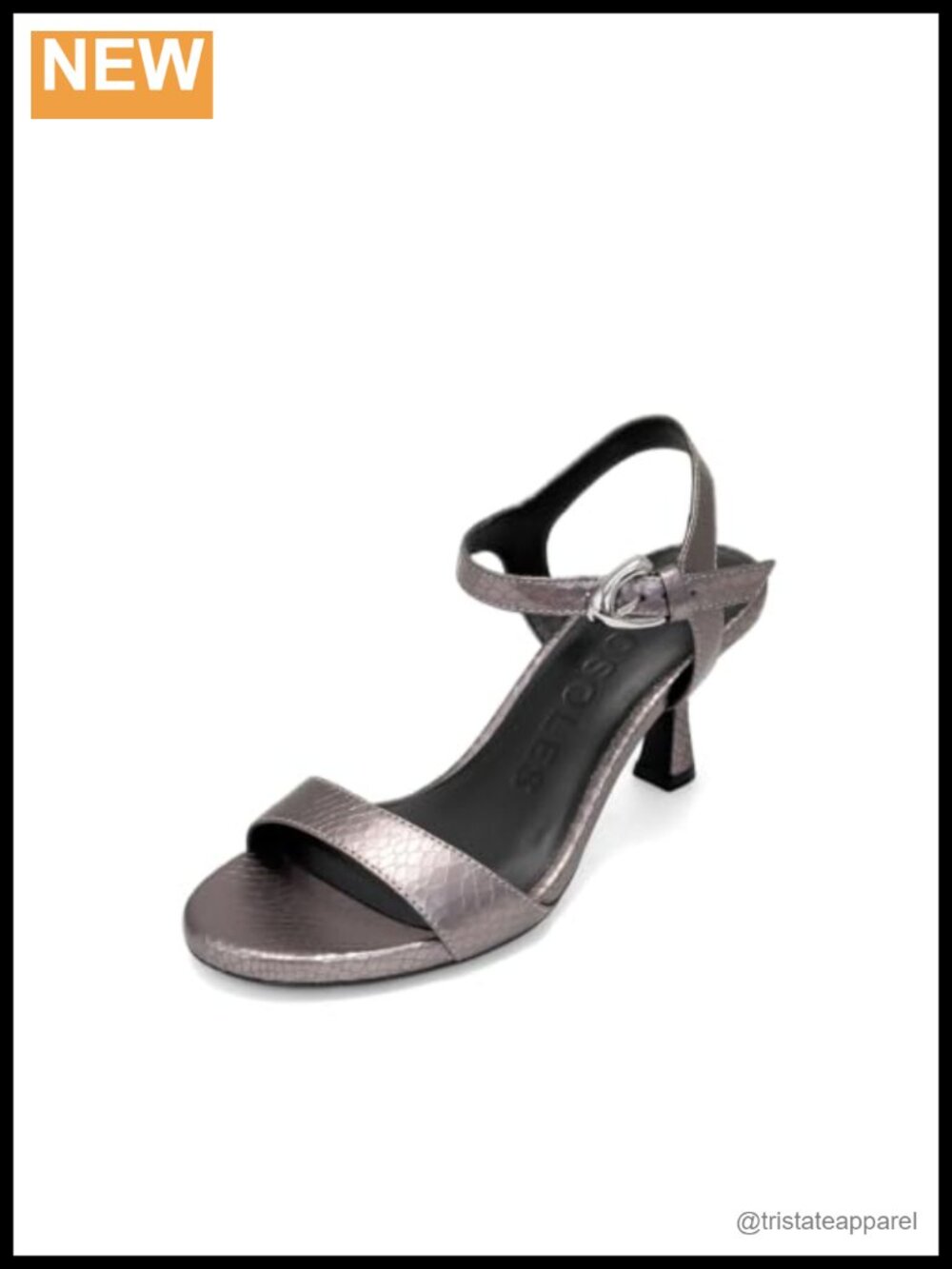 Faux Leather Heeled Sandals with Spool Heel & Ankle Strap